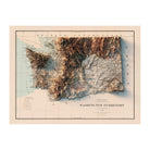 Washington 1883 Shaded Relief Map - Muir Way - Vintage Relief