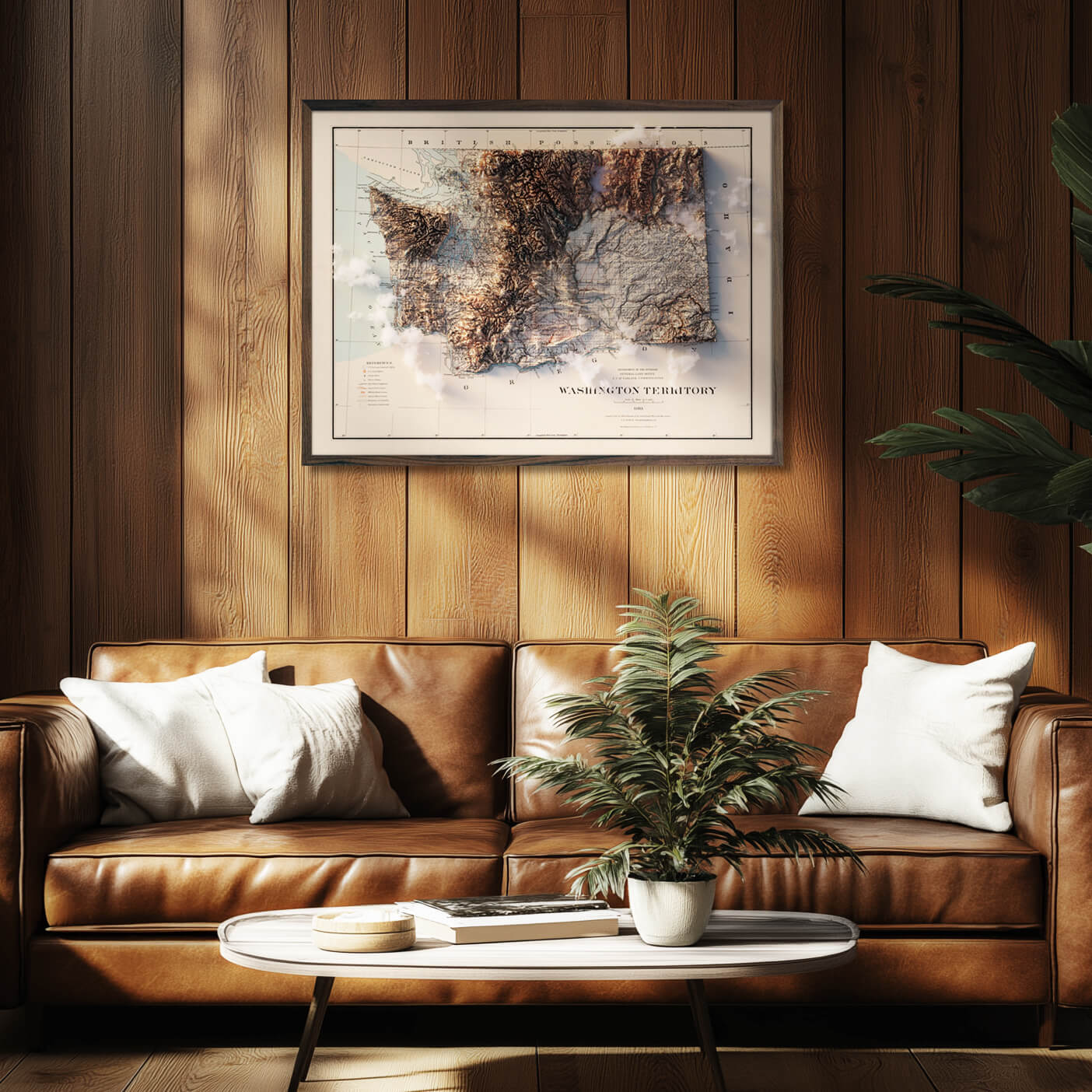 Washington 1883 Shaded Relief Map - Muir Way - Vintage Relief