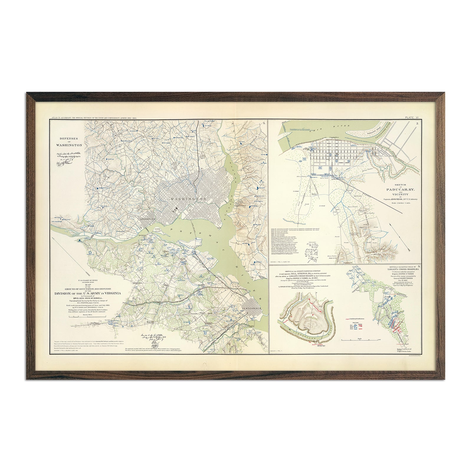 Washington Defenses - Muir Way - Vintage Map