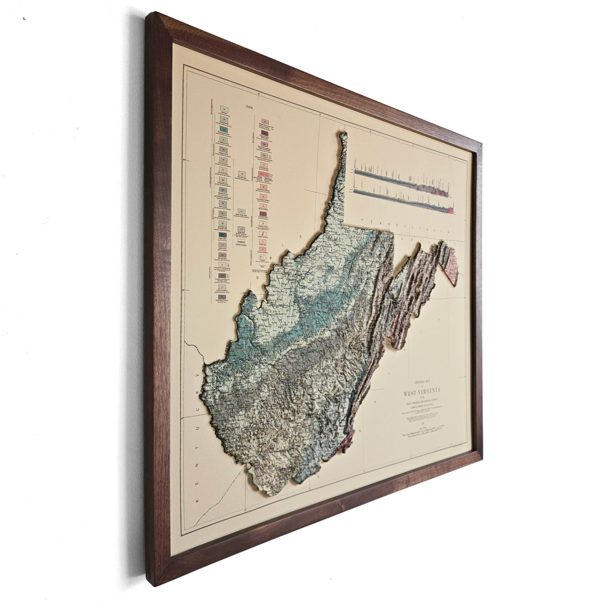 West Virginia 1932 3D Raised Relief Map - Muir Way - 3D