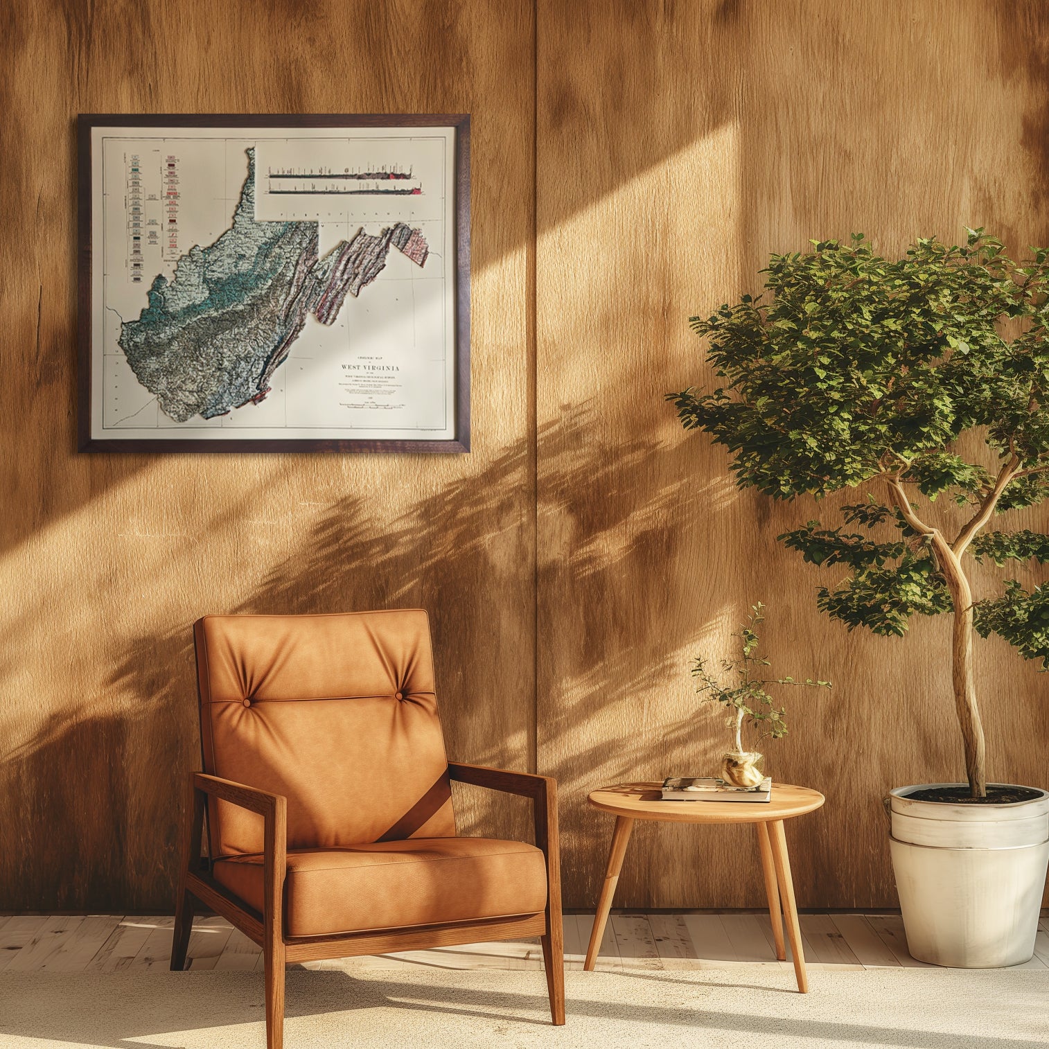 West Virginia 1932 3D Raised Relief Map - Muir Way - 3D