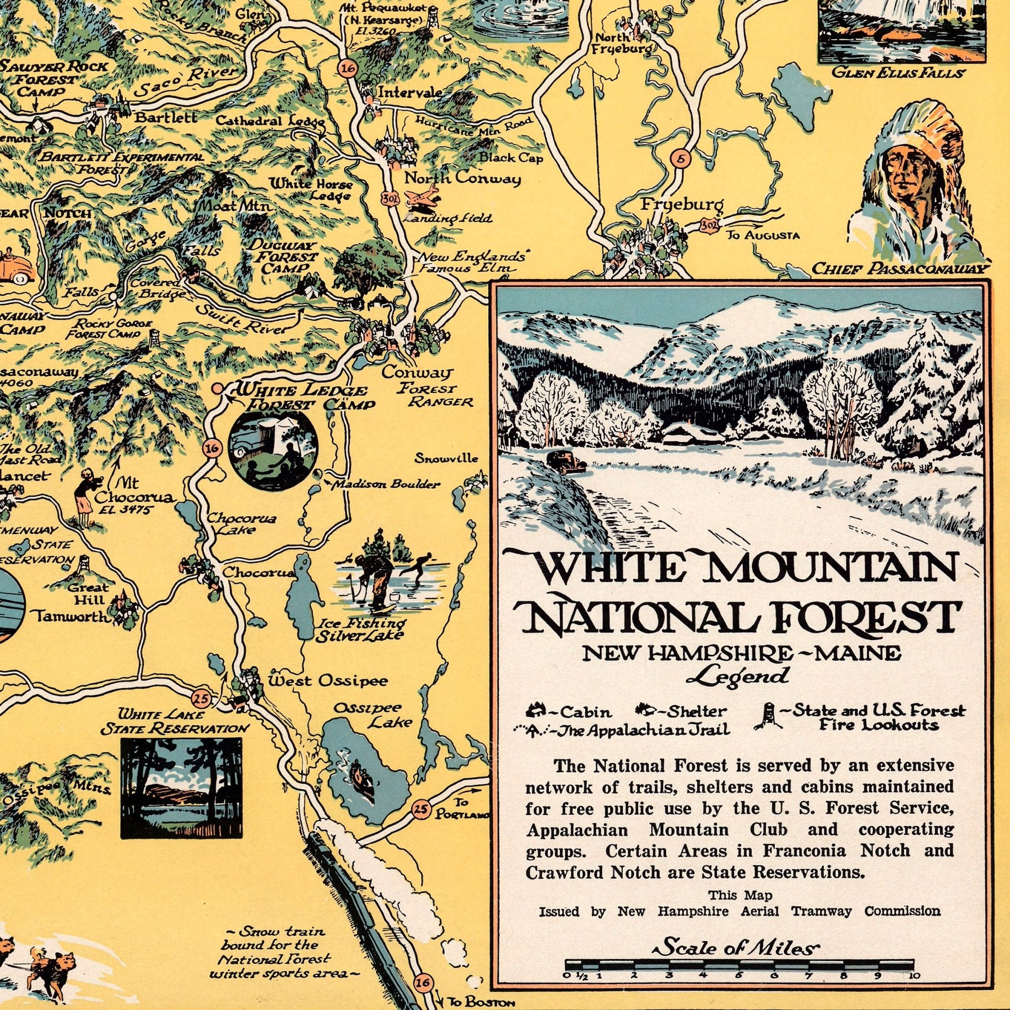 White Mountain National Forest - Muir Way - Vintage Map