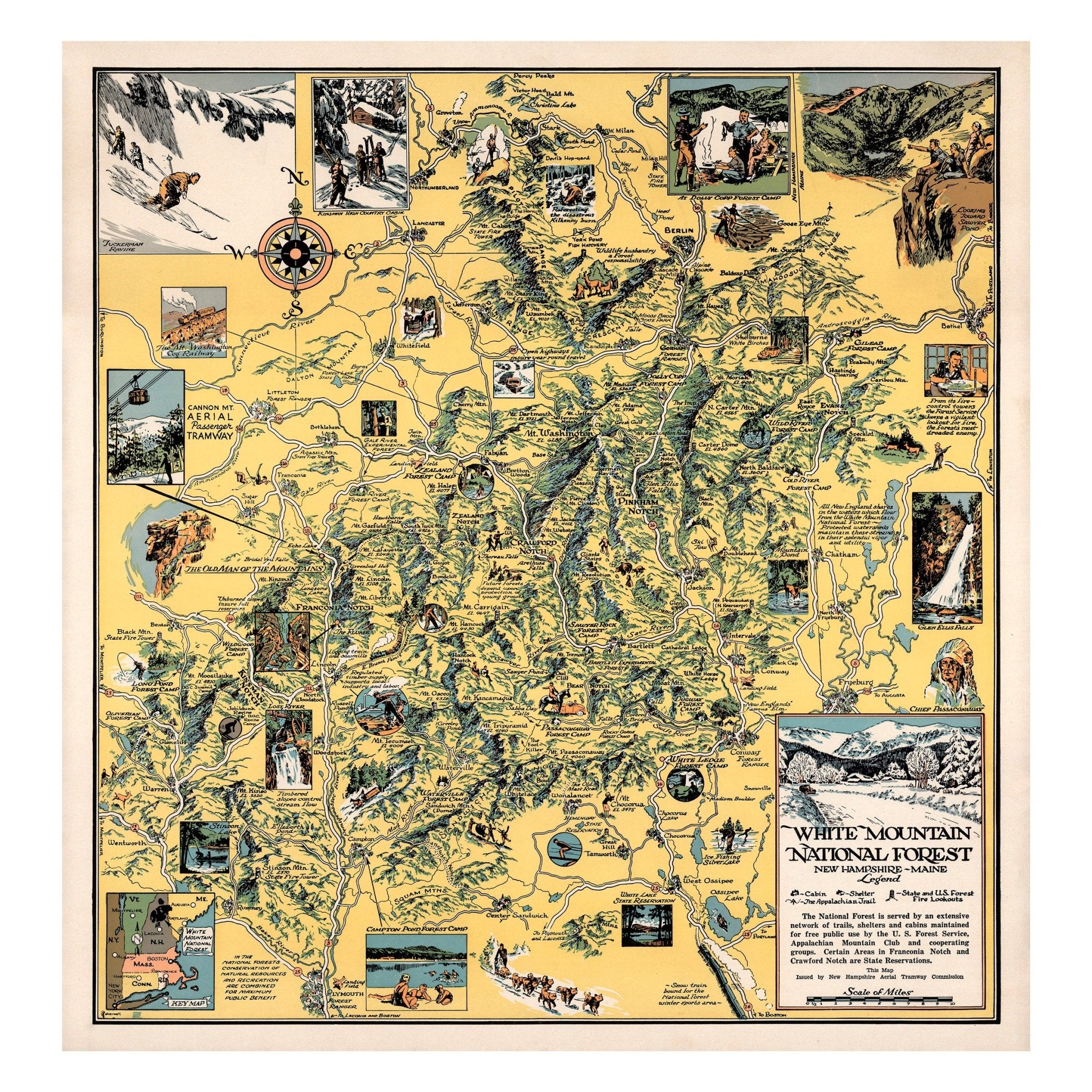 White Mountain National Forest - Muir Way - Vintage Map