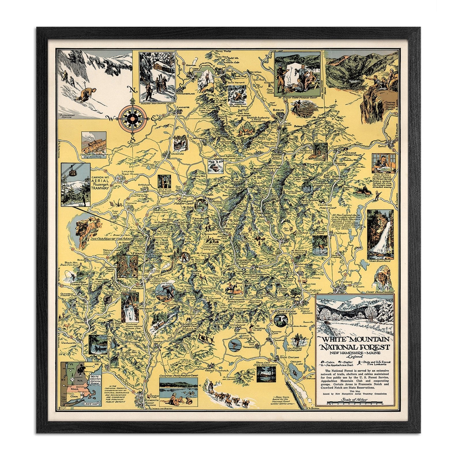 White Mountain National Forest - Muir Way - Vintage Map