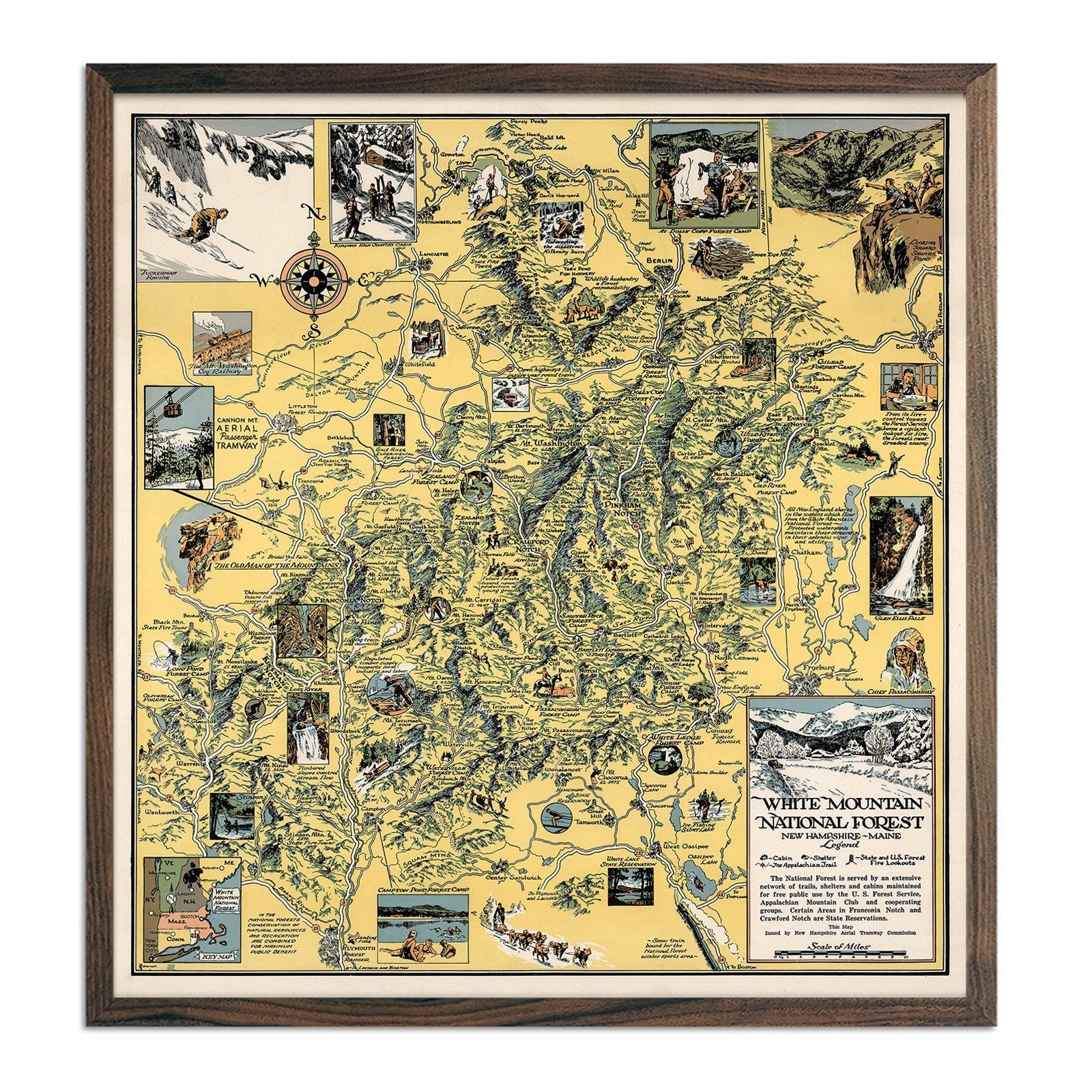 White Mountain National Forest - Muir Way - Vintage Map