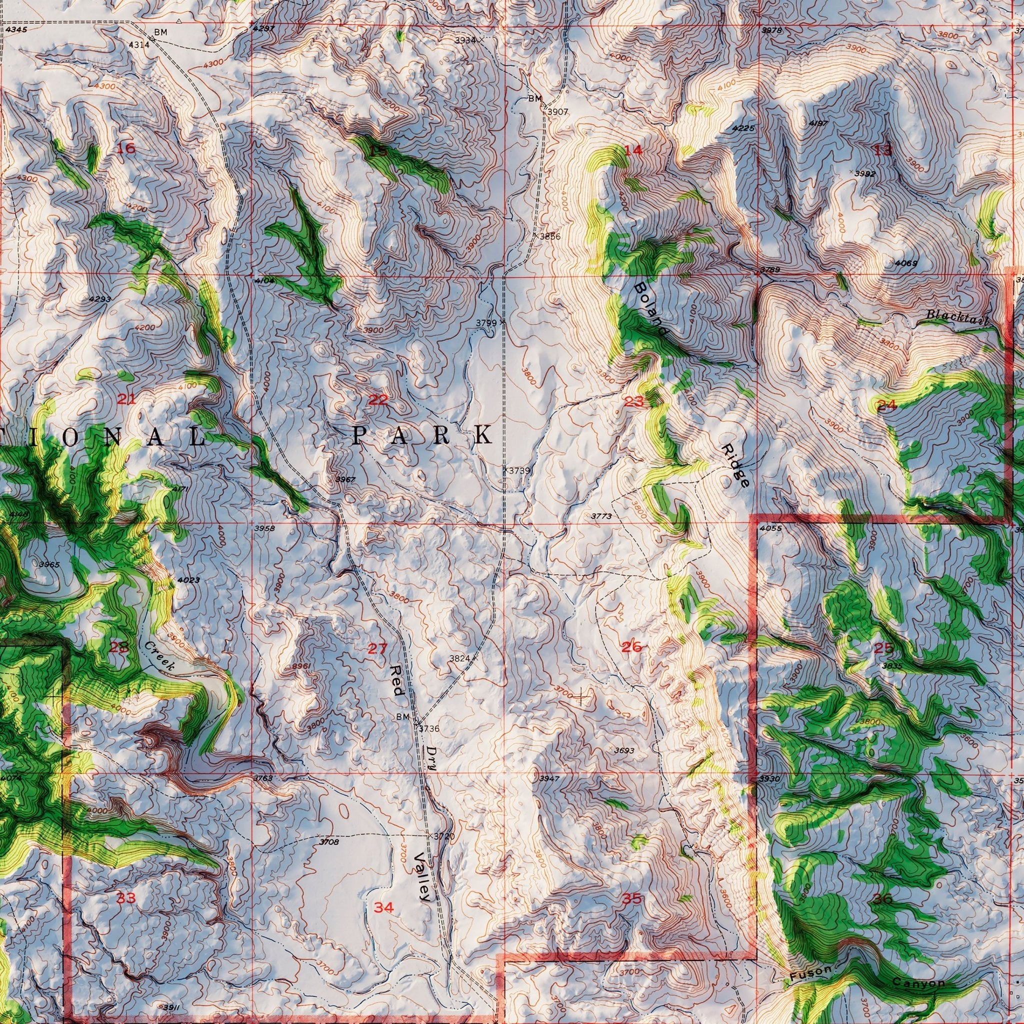 Wind Cave National Park 1957 Shaded Relief Map - Muir Way - Vintage Relief
