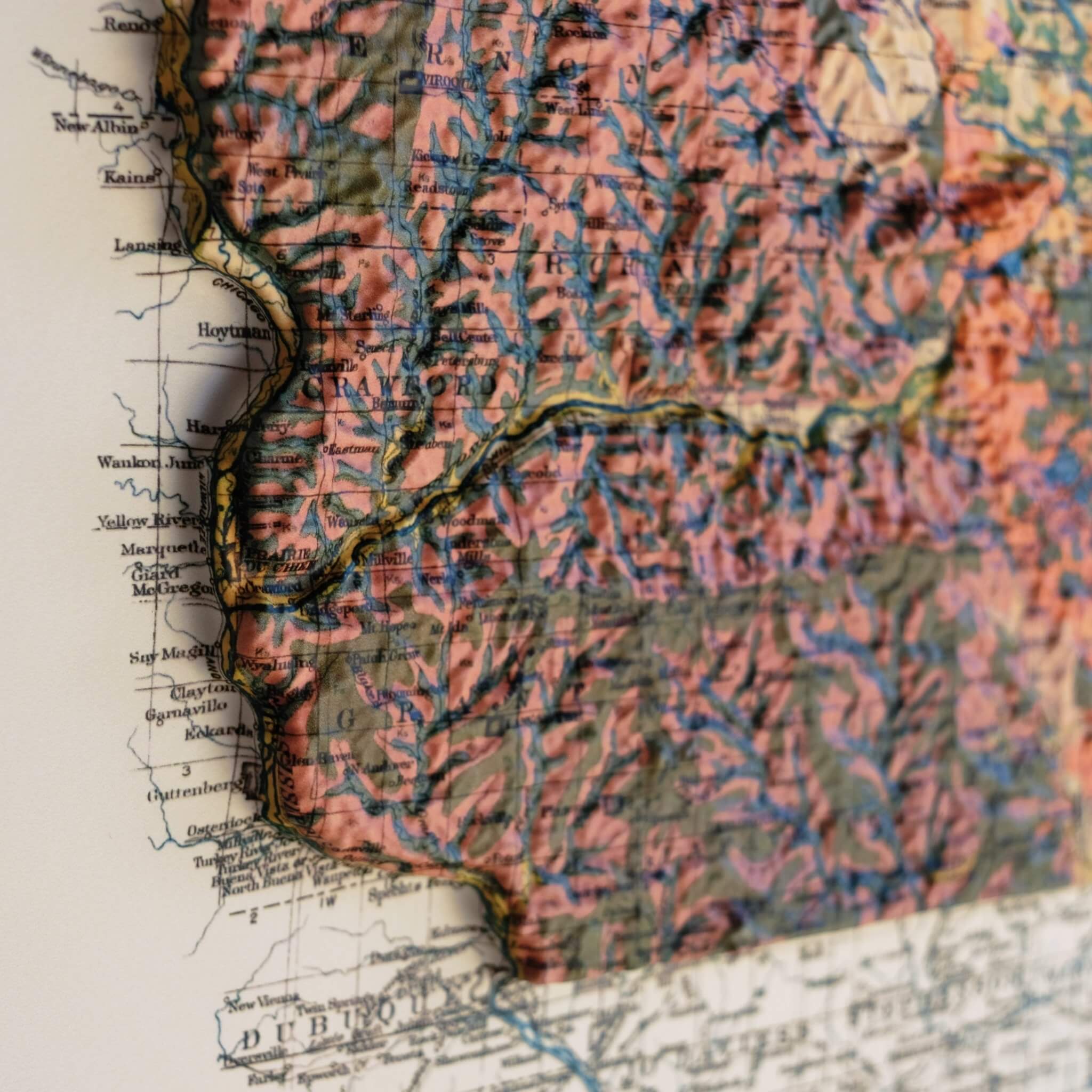 Wisconsin 1926 3D Raised Relief Map - Muir Way - 3D