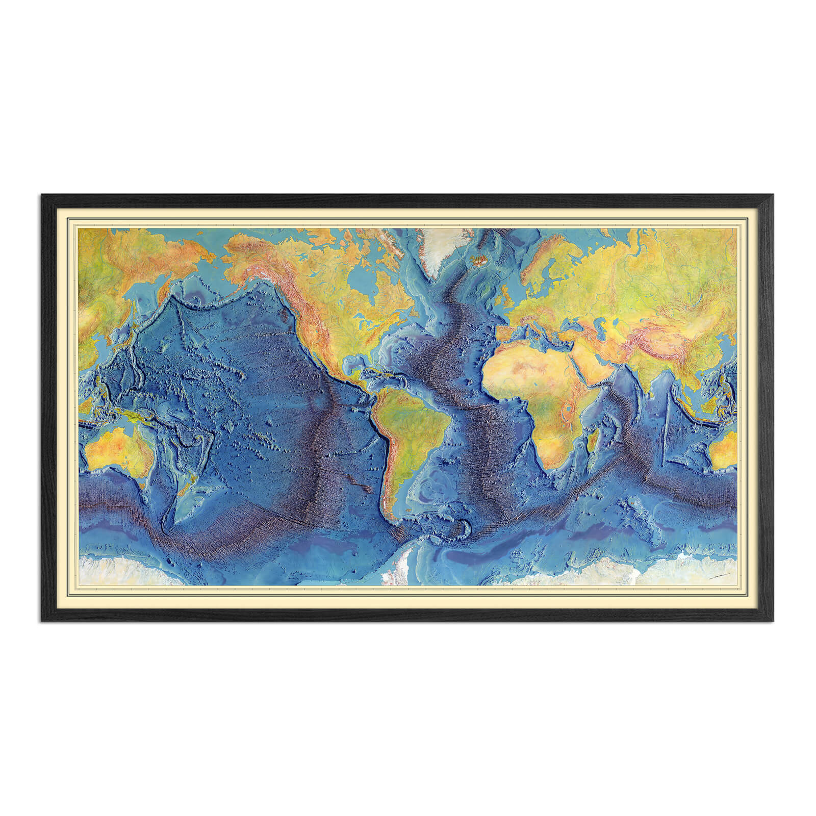World Ocean Floor Map by Heinrich Berann - Muir Way - Vintage Relief