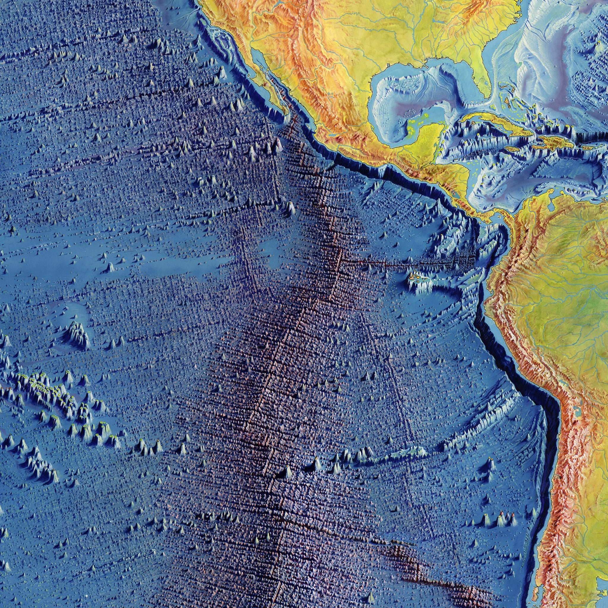 World Ocean Floor Map by Heinrich Berann - Muir Way - Vintage Relief