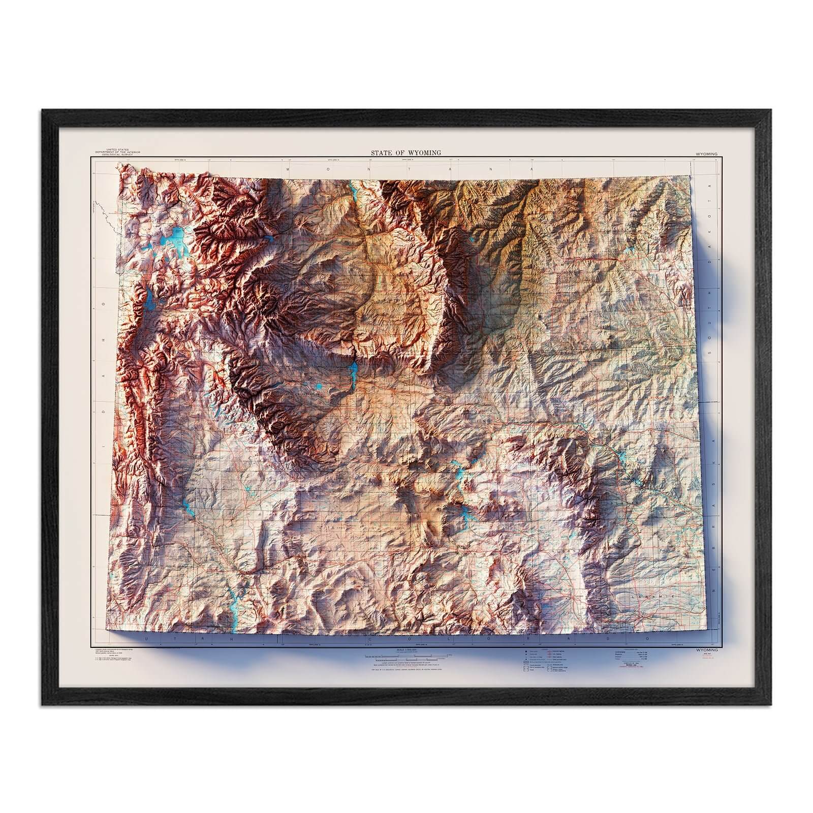 Wyoming 1980 Shaded Relief Map - Muir Way - Vintage Relief