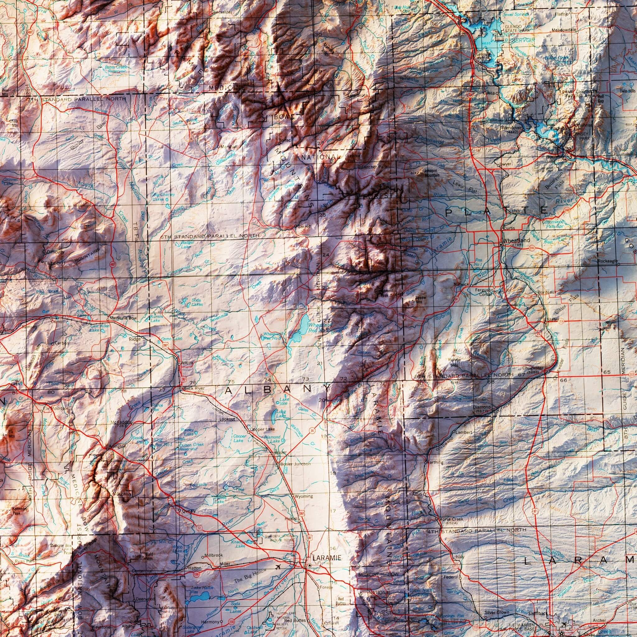 Wyoming 1980 Shaded Relief Map - Muir Way - Vintage Relief