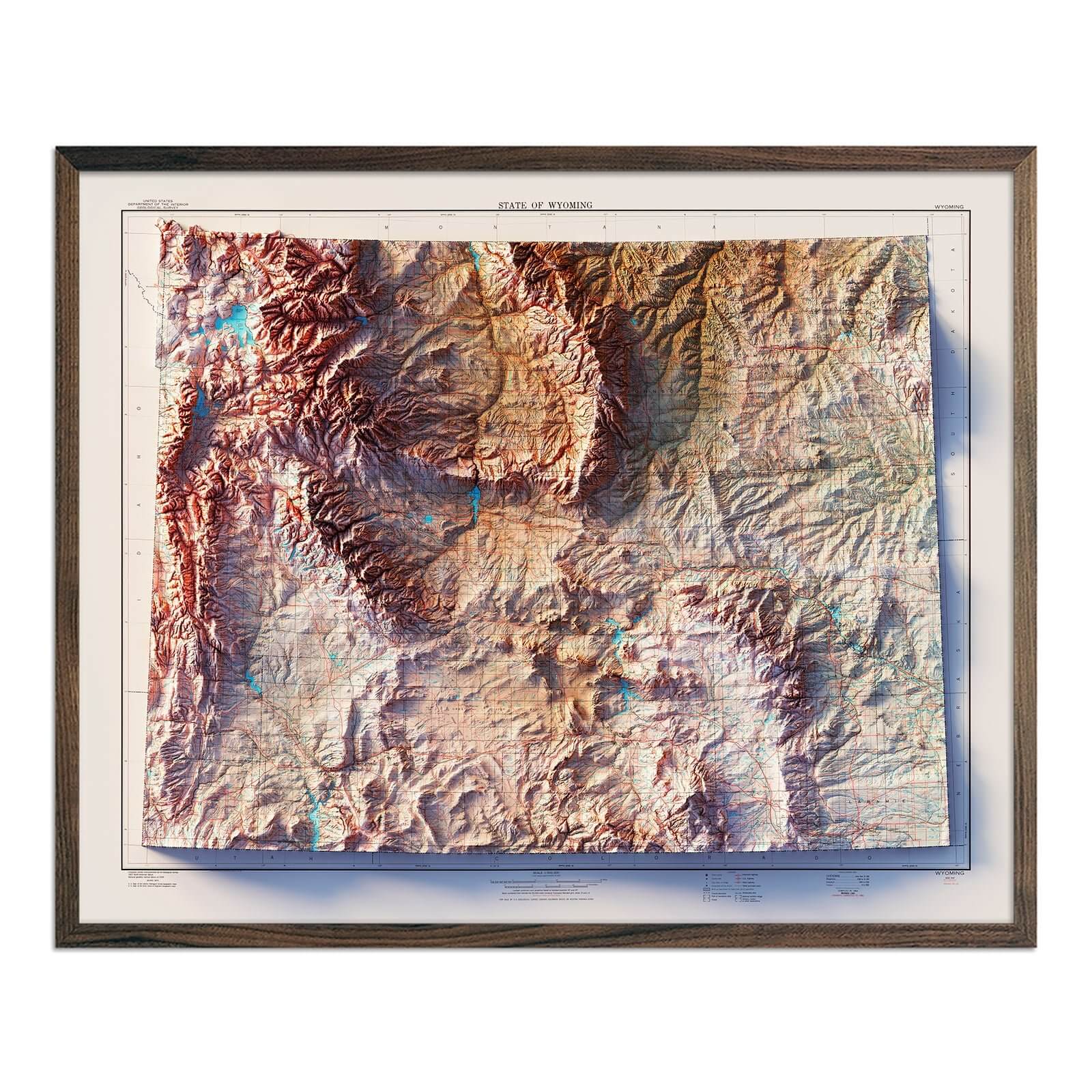 Wyoming 1980 Shaded Relief Map - Muir Way - Vintage Relief