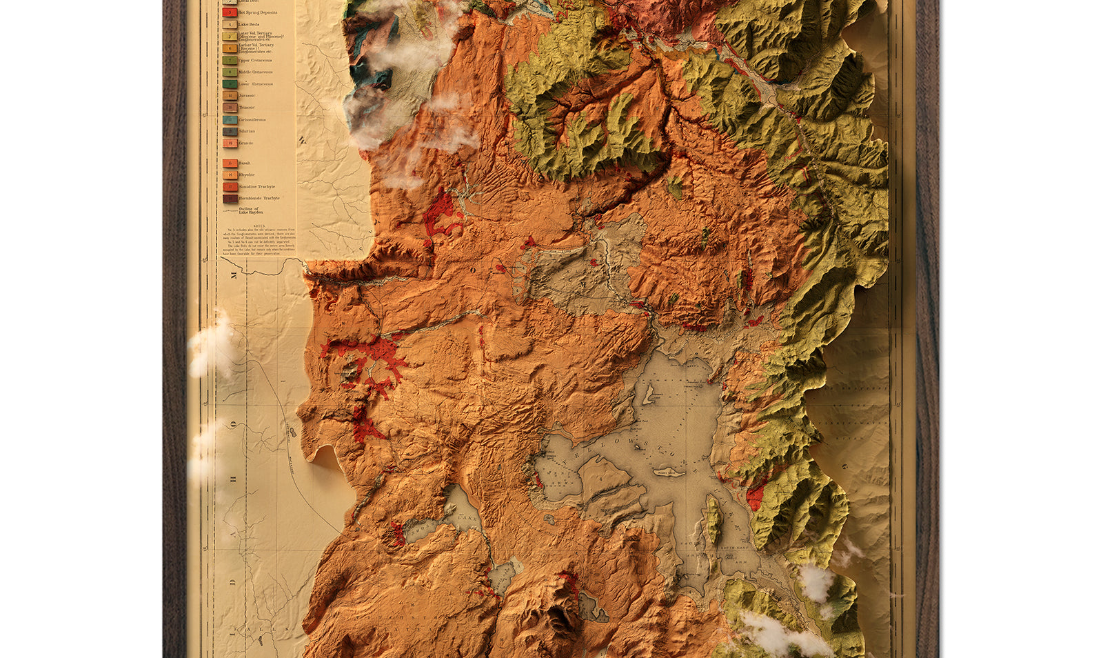 Vintage Yellowstone Relief Map - 1878