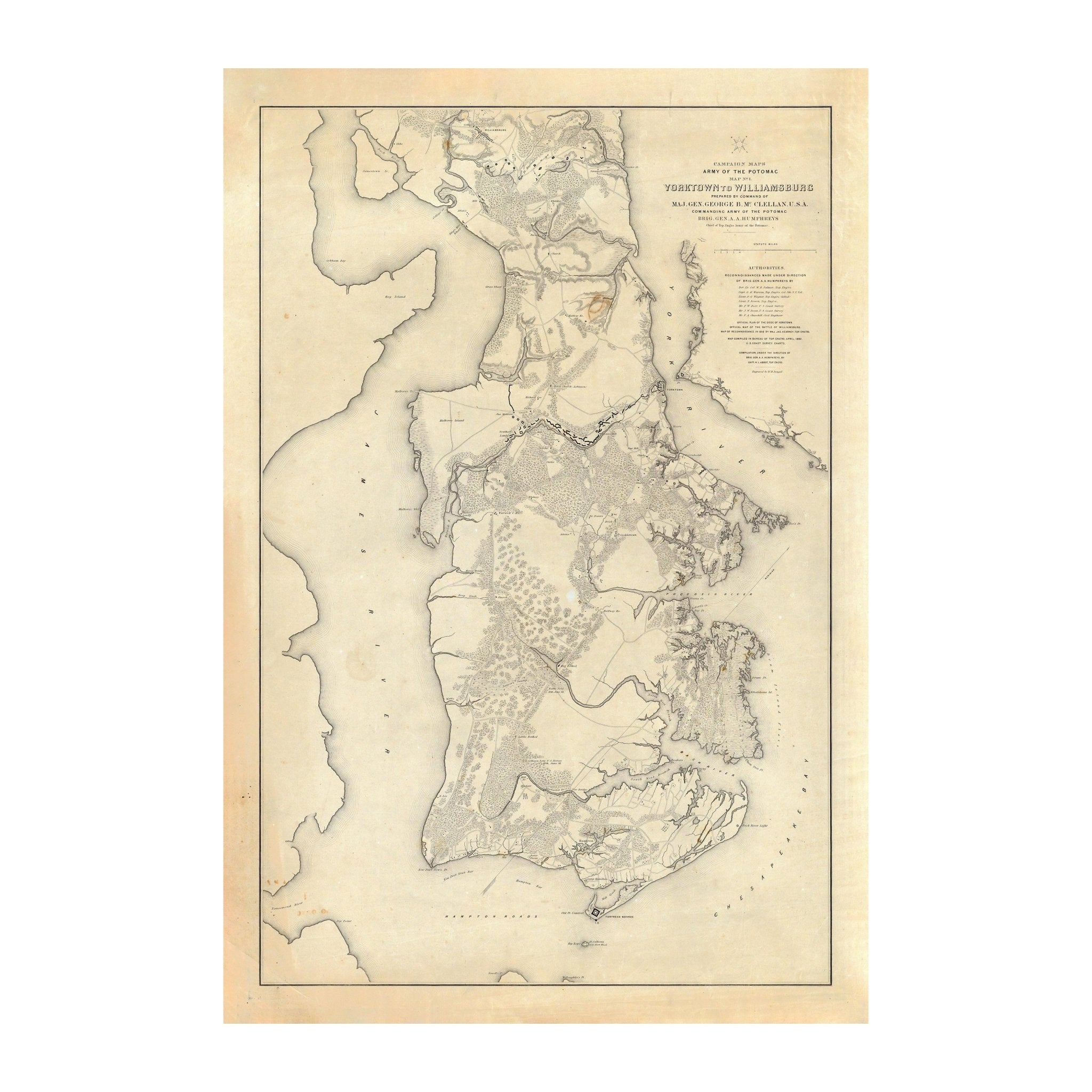 Yorktown to Williamsburg - Muir Way - Vintage Map