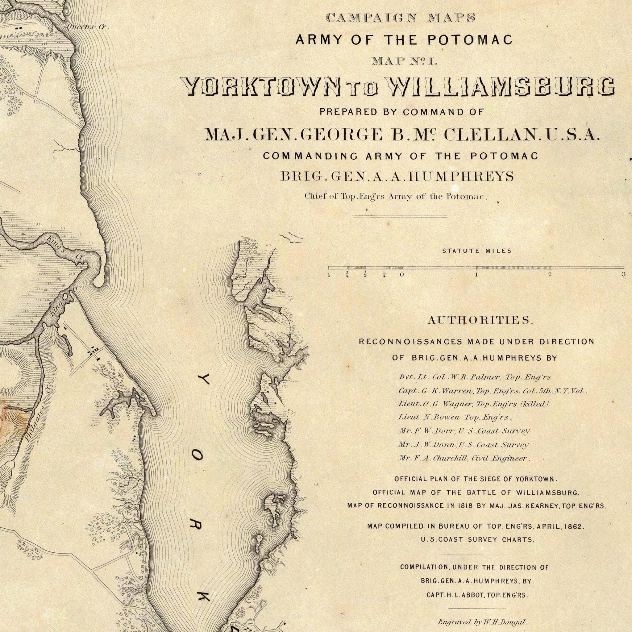 Yorktown to Williamsburg - Muir Way - Vintage Map