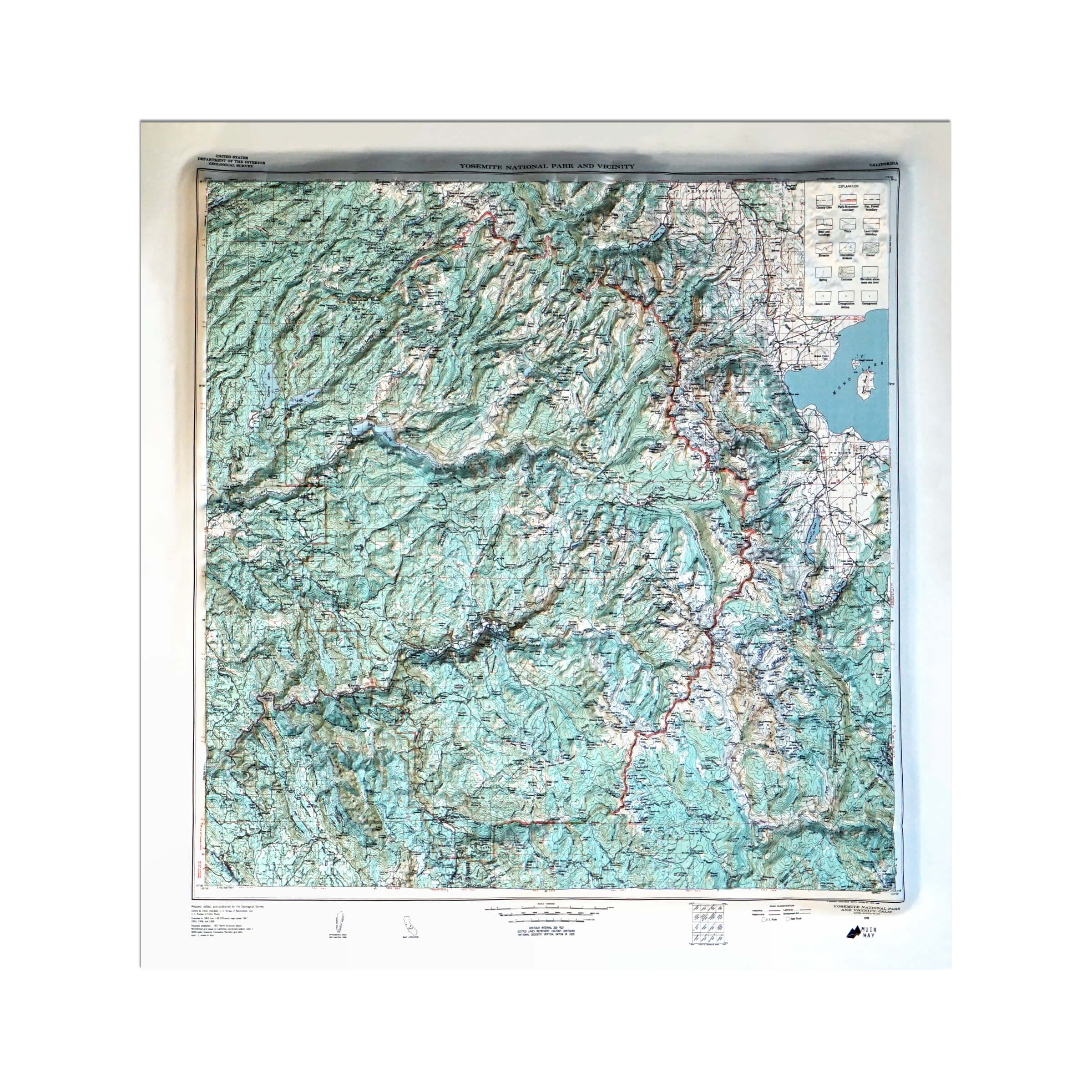 Yosemite 1958 3D Raised Relief Map - Muir Way - 3D