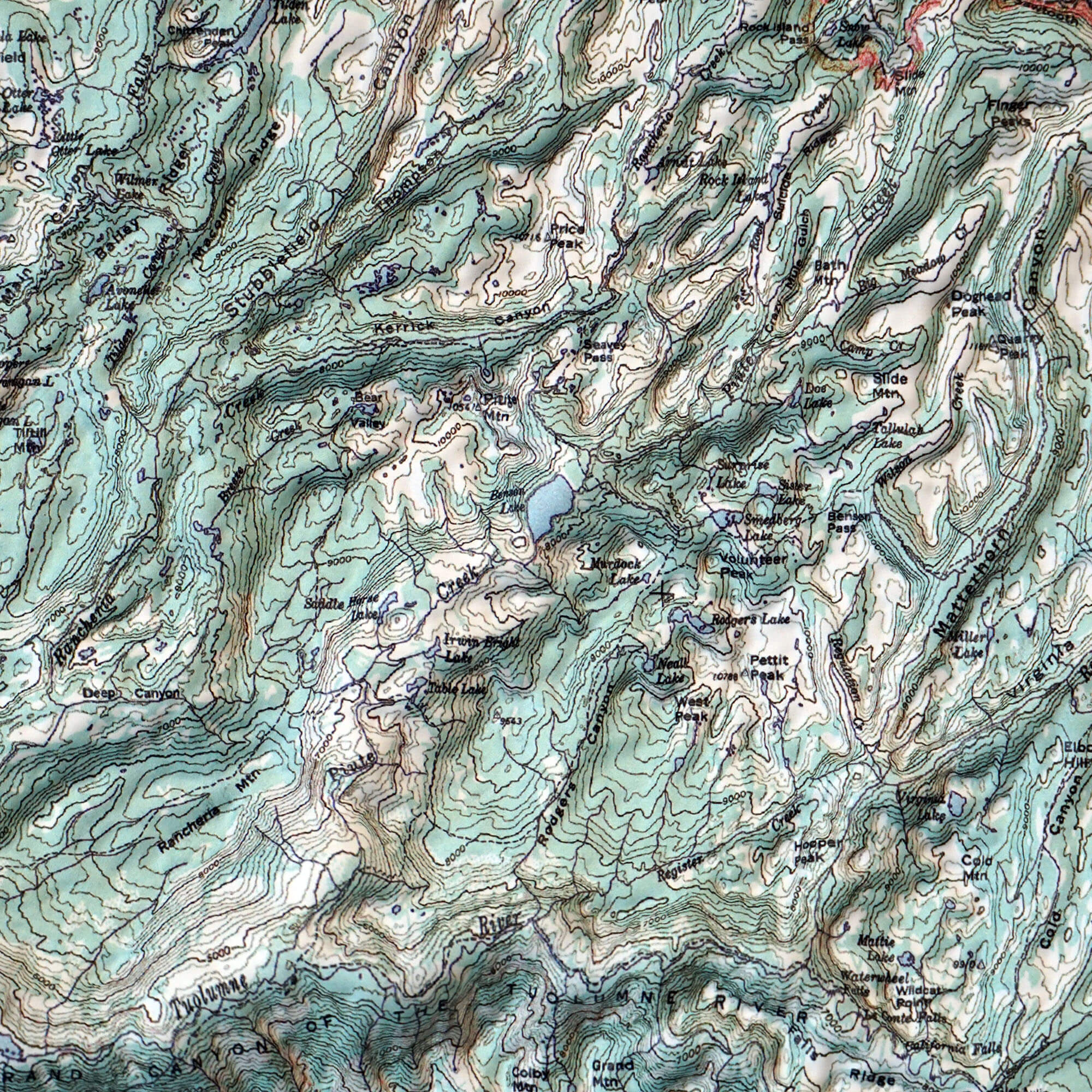 Yosemite 1958 3D Raised Relief Map - Muir Way - 3D
