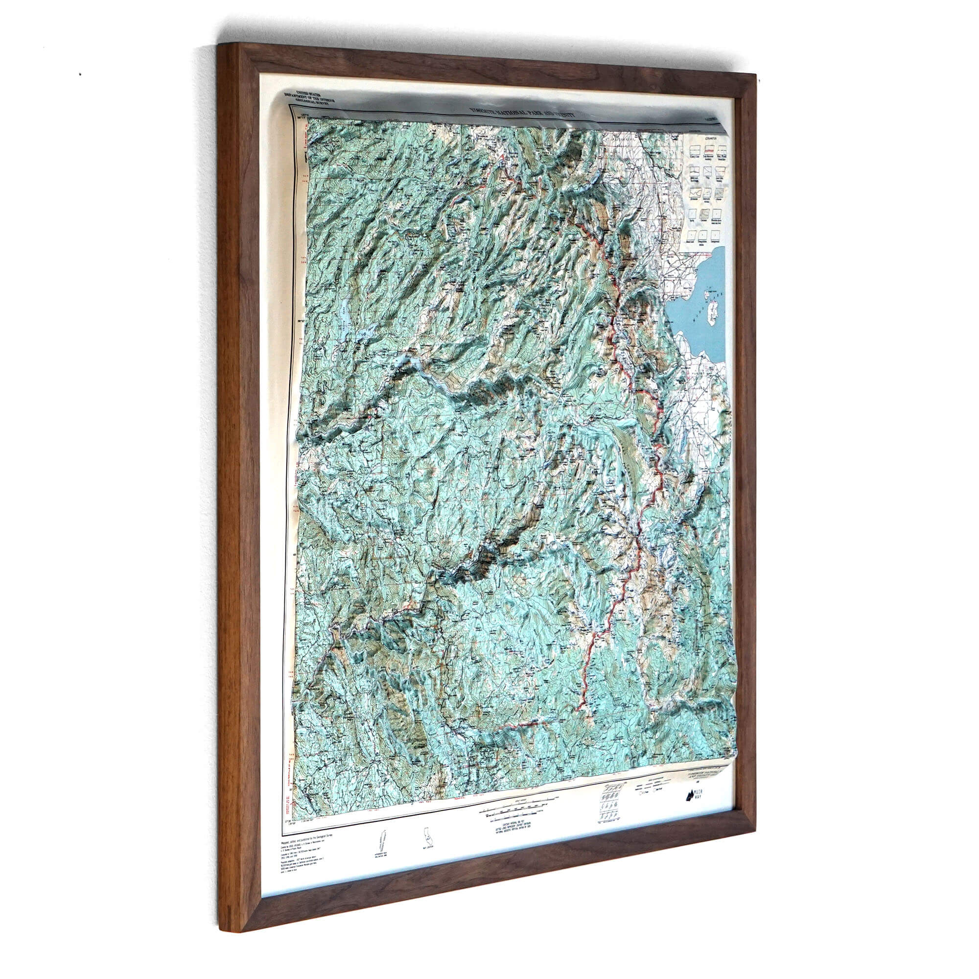 Yosemite 1958 3D Raised Relief Map - Muir Way - 3D