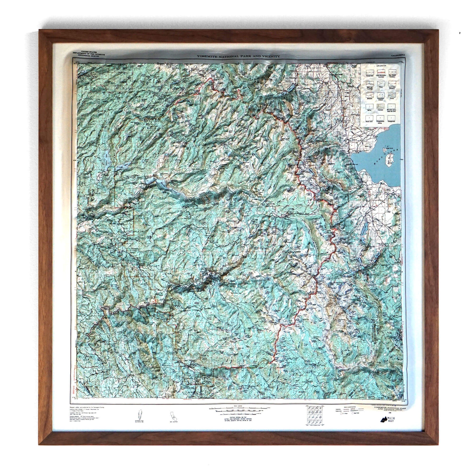 Yosemite 1958 3D Raised Relief Map - Muir Way - 3D