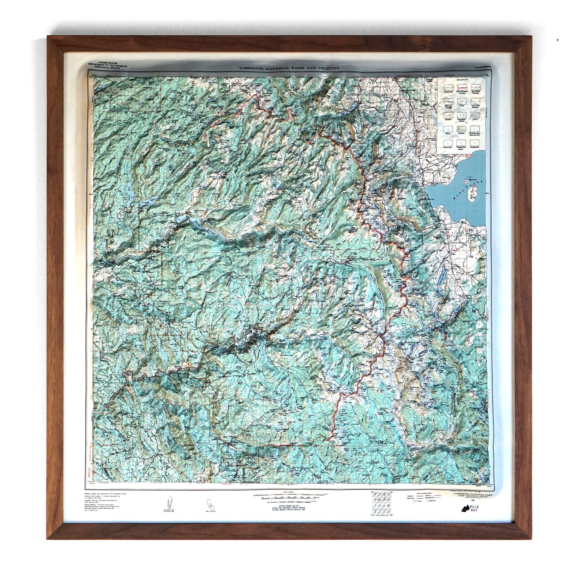 Yosemite 1958 3D Raised Relief Map - Muir Way - 3D