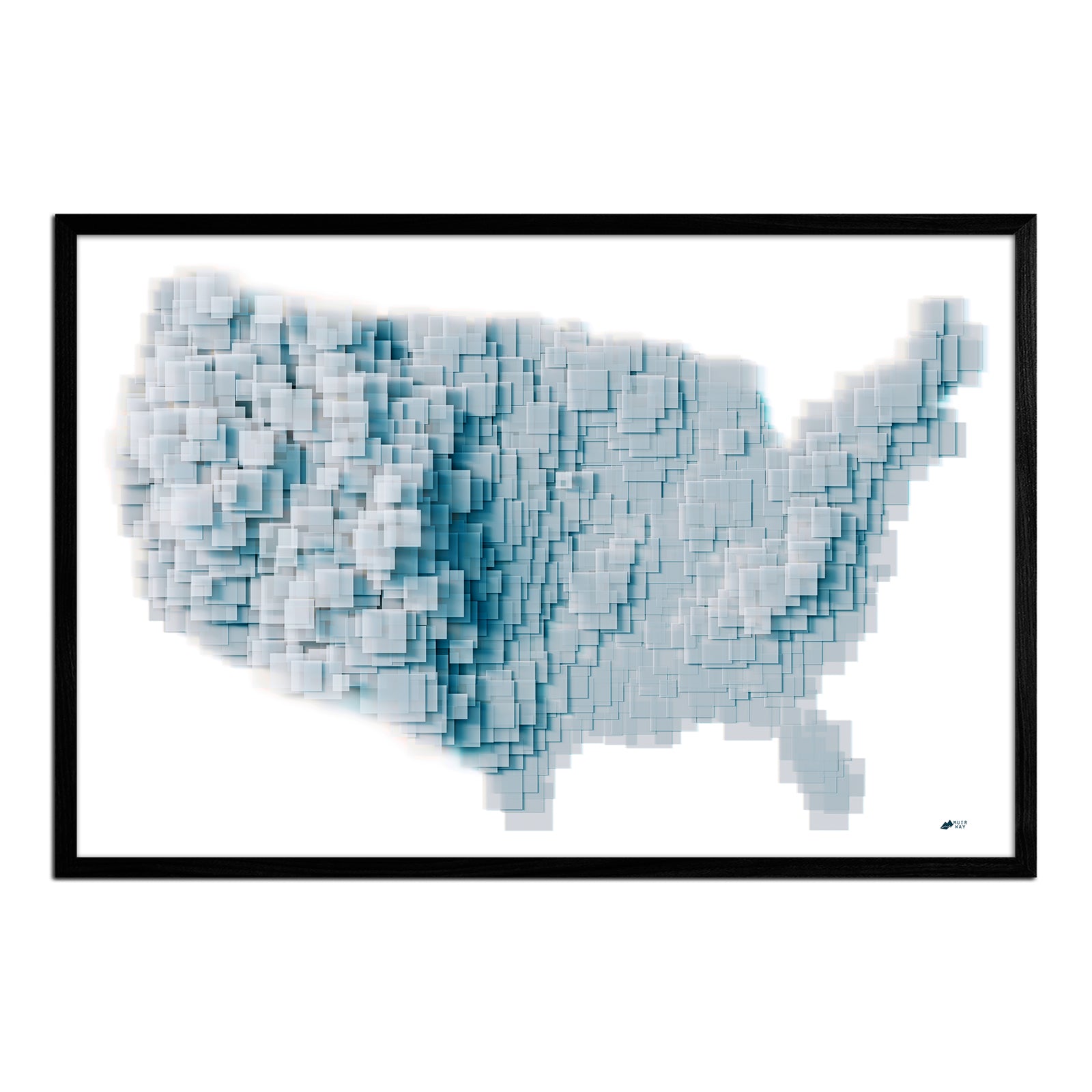 USA Rand Square Shaded Relief Map - Muir Way - Vintage Relief