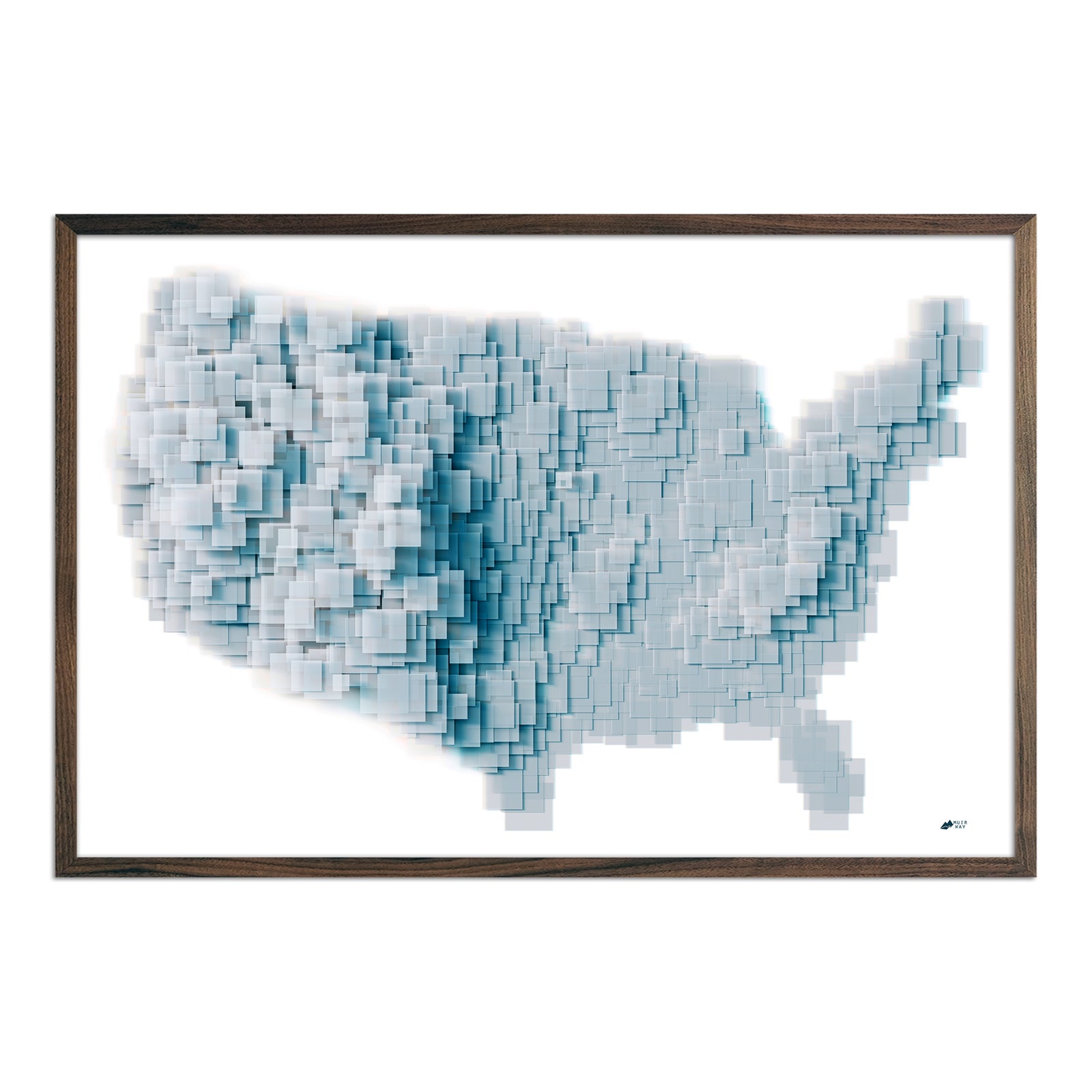 USA Rand Square Shaded Relief Map - Muir Way - Vintage Relief