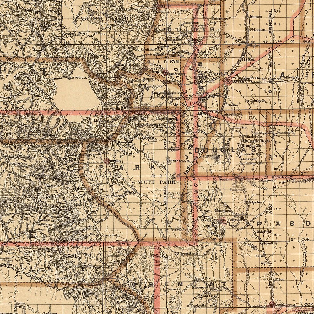 Colorado Territory 1876 Map - Muir Way - Vintage Map
