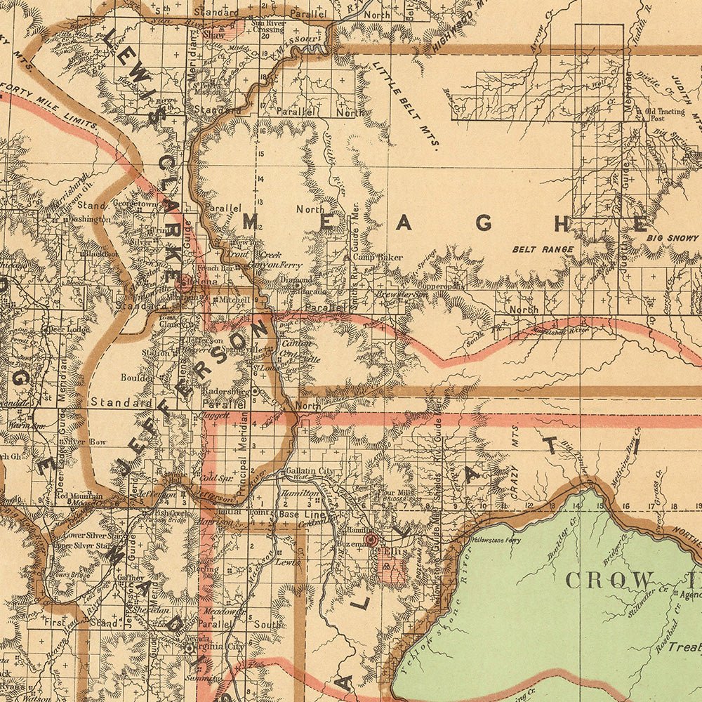 Montana Territory 1876 Map - Muir Way - Vintage Map