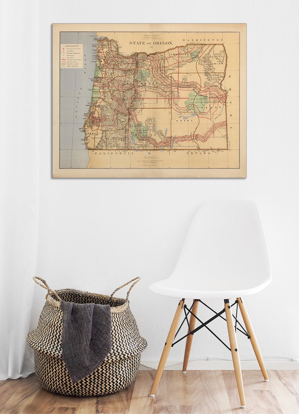 Oregon State 1876 Map - Muir Way - Vintage Map