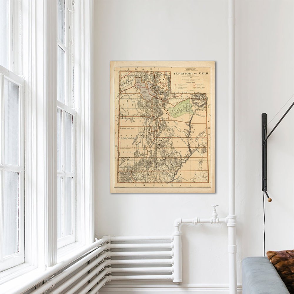 Utah Territory 1876 Map - Muir Way - Vintage Map