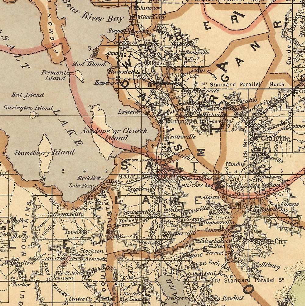 Utah Territory 1876 Map - Muir Way - Vintage Map