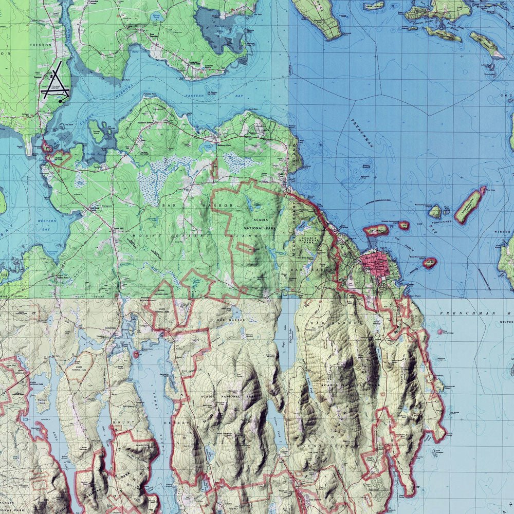 Acadia Shaded Relief Map - Muir Way - Relief Series