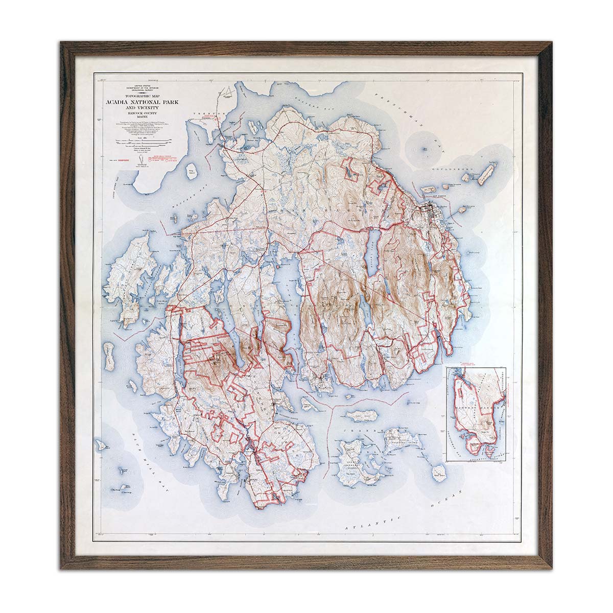Acadia National Park 1942 Map - Muir Way - Vintage Map