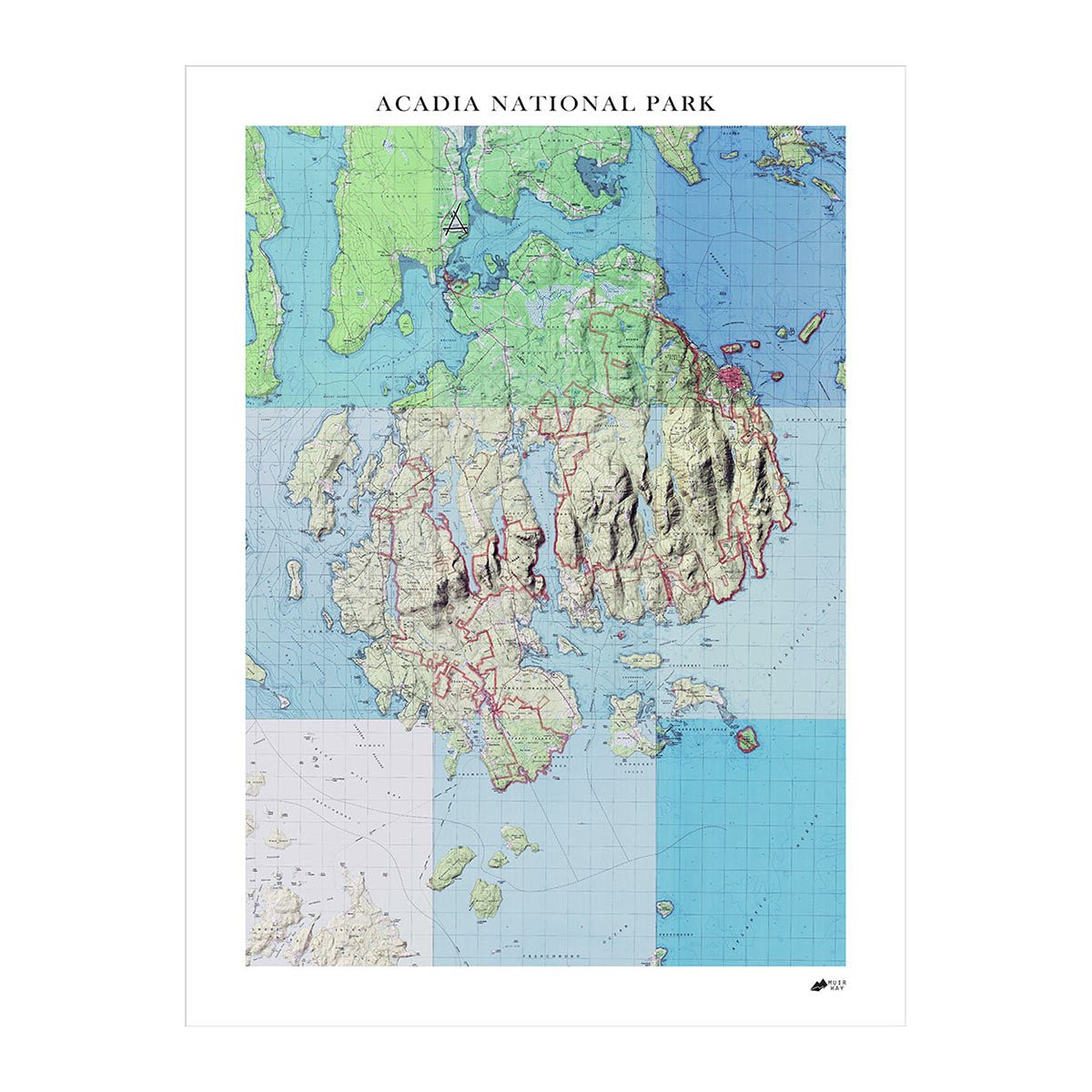 Acadia Shaded Relief Map - Muir Way - Relief Series