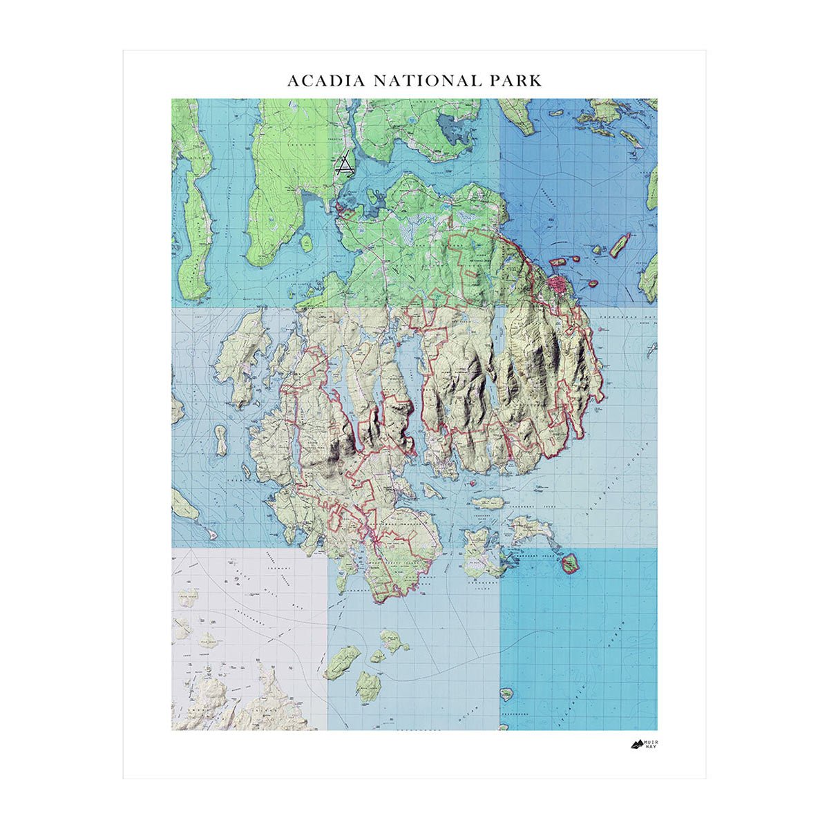 Acadia Shaded Relief Map - Muir Way - Relief Series