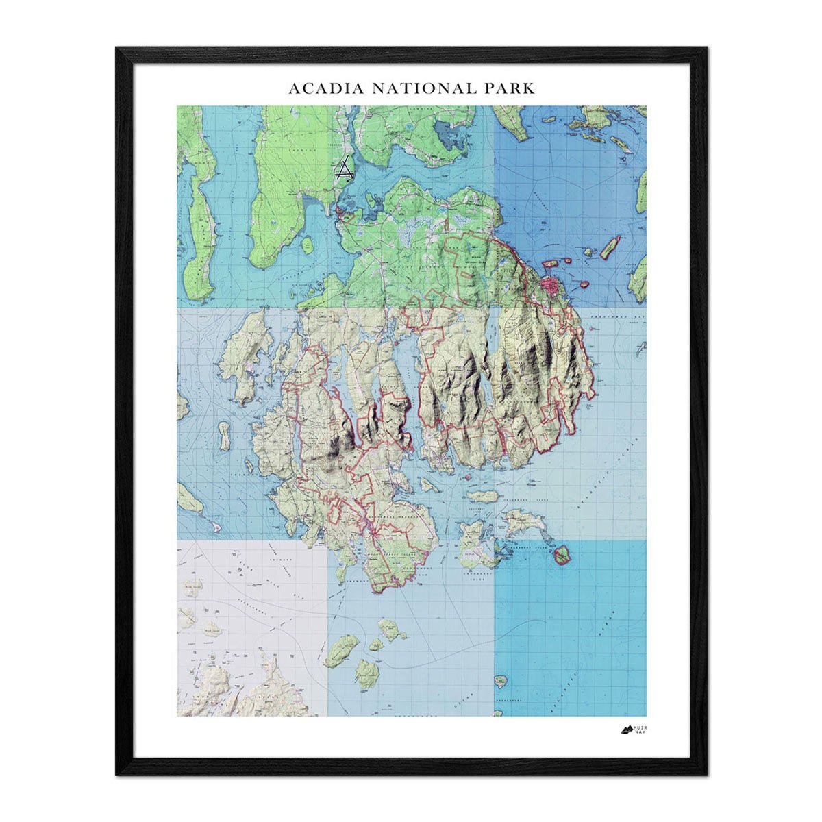 Acadia Shaded Relief Map - Muir Way - Relief Series