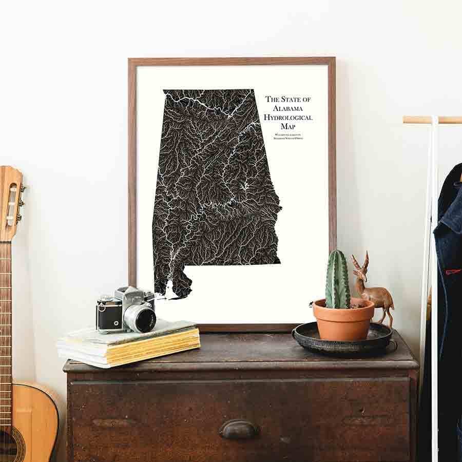 Alabama Hydrological Map - Muir Way - Hydrology