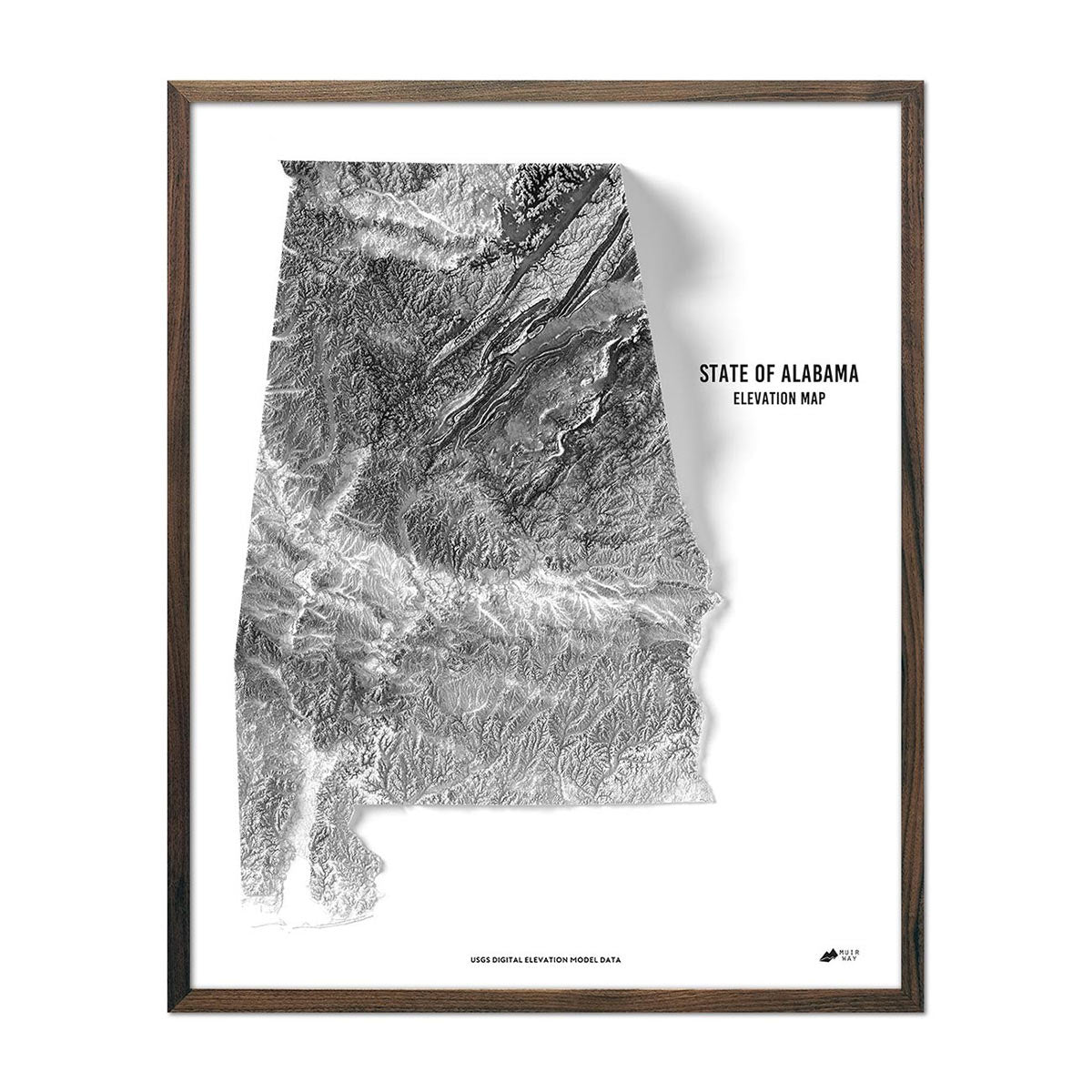 Alabama Elevation Map - Muir Way - Elevation