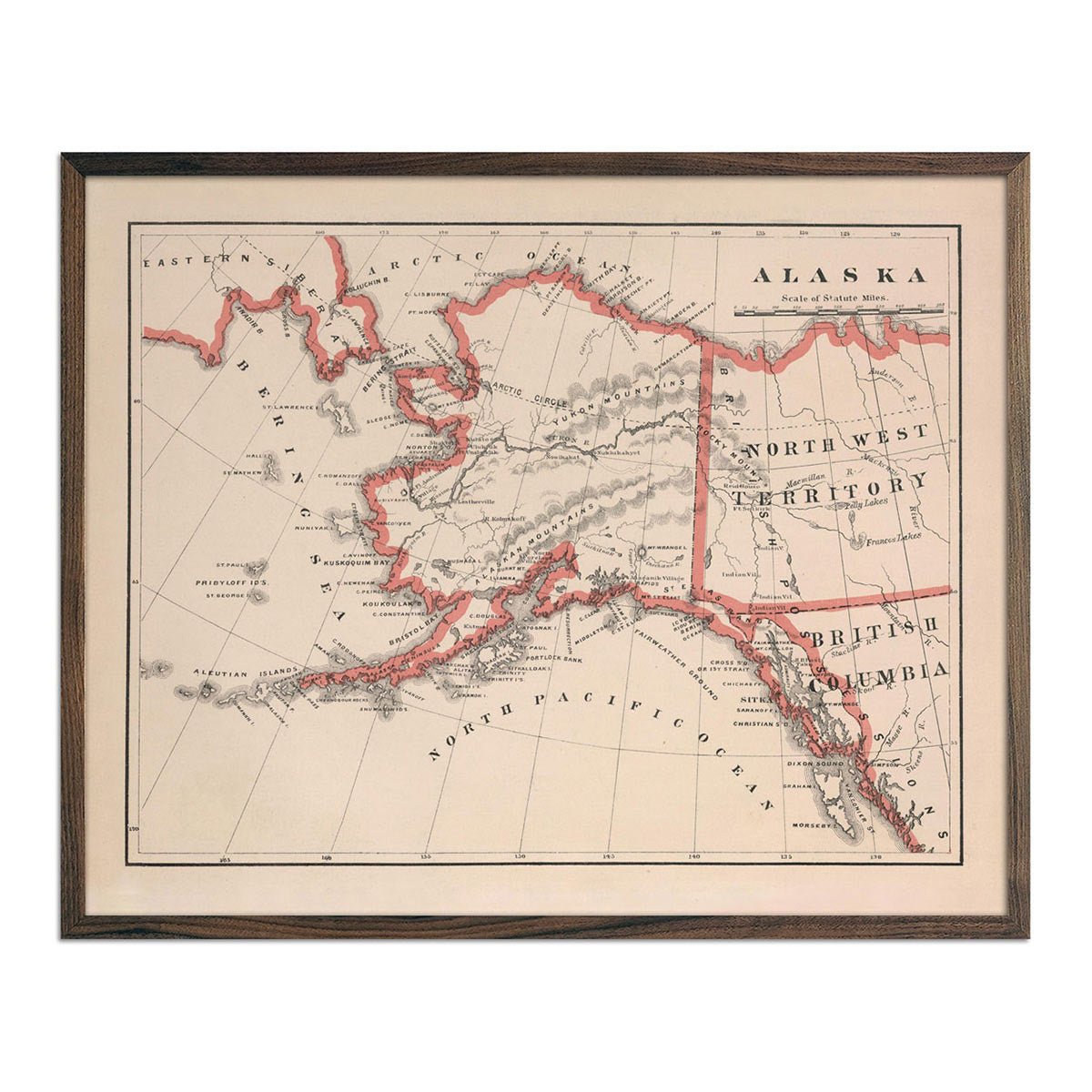 Alaska 1883 Map - Muir Way - Vintage Map