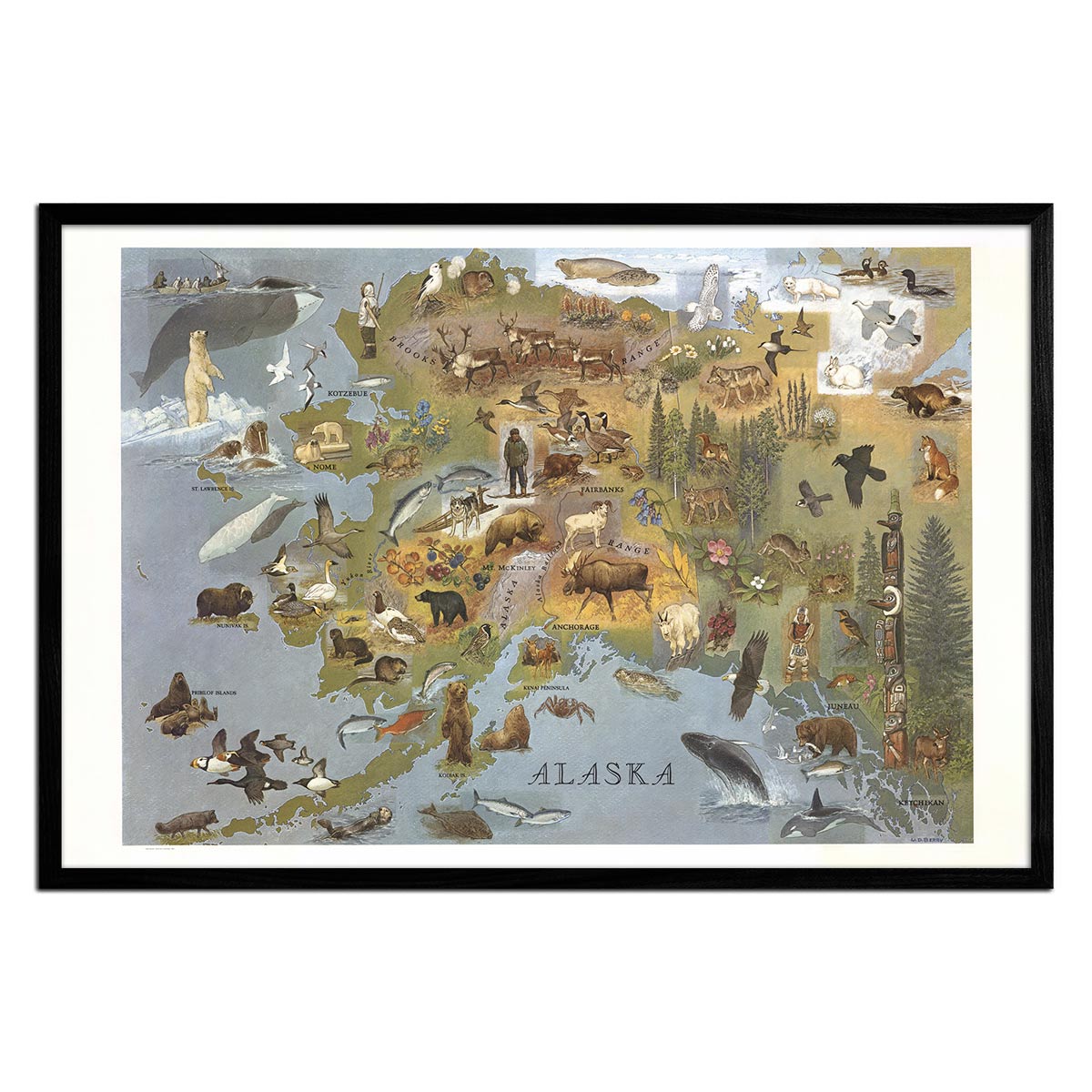 Alaska 1967 Pictorial Map - Muir Way - Vintage Map