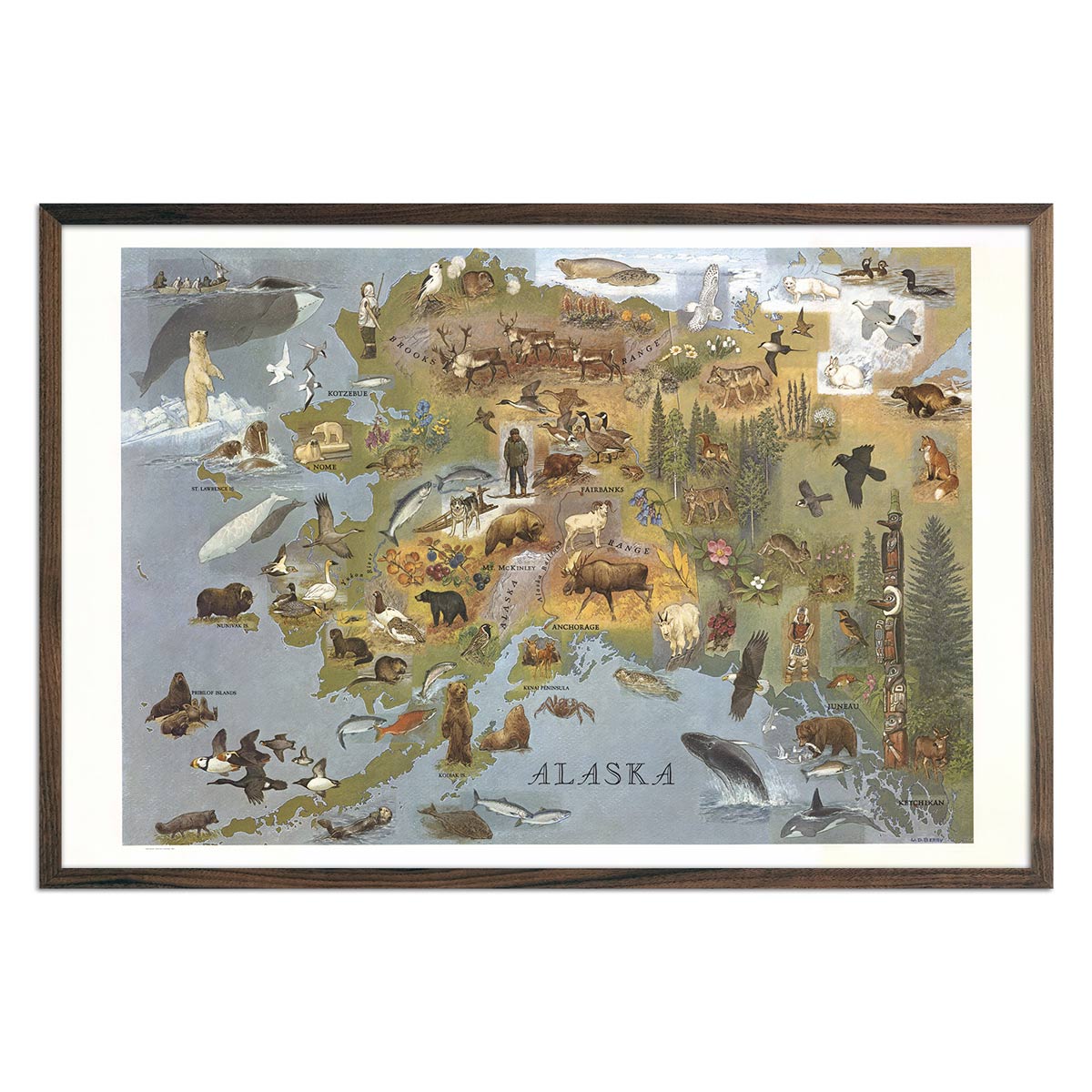 Alaska 1967 Pictorial Map - Muir Way - Vintage Map