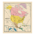 Amerique Septentrionale Composite 1844 Map - Muir Way - Vintage Map