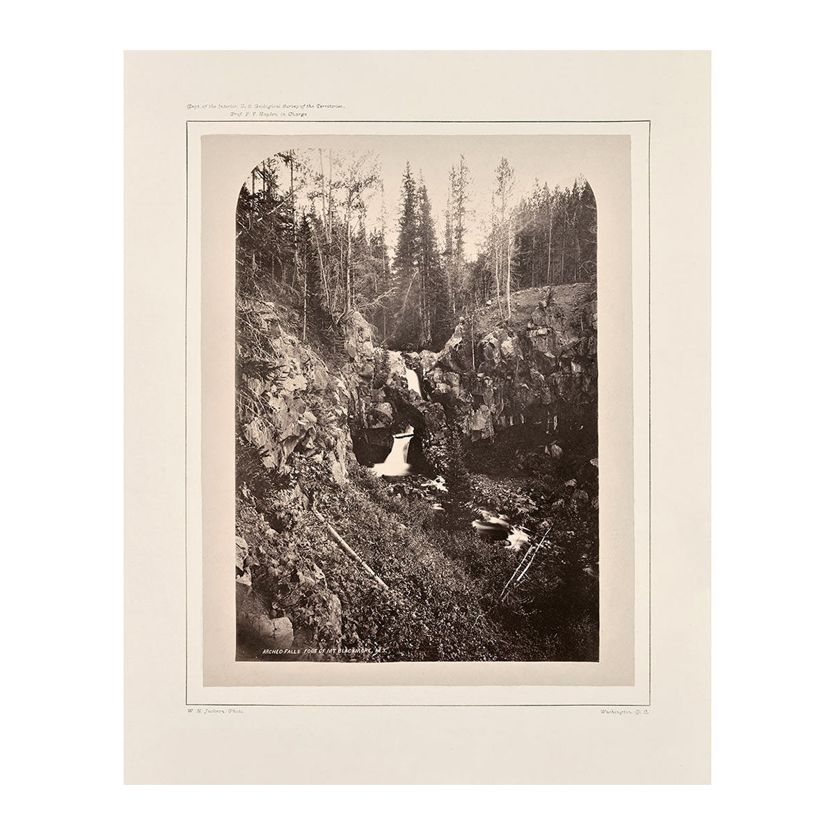 Arched Falls, Base of Mount Blackmore, Yellowstone 1873 - Muir Way - Photograph