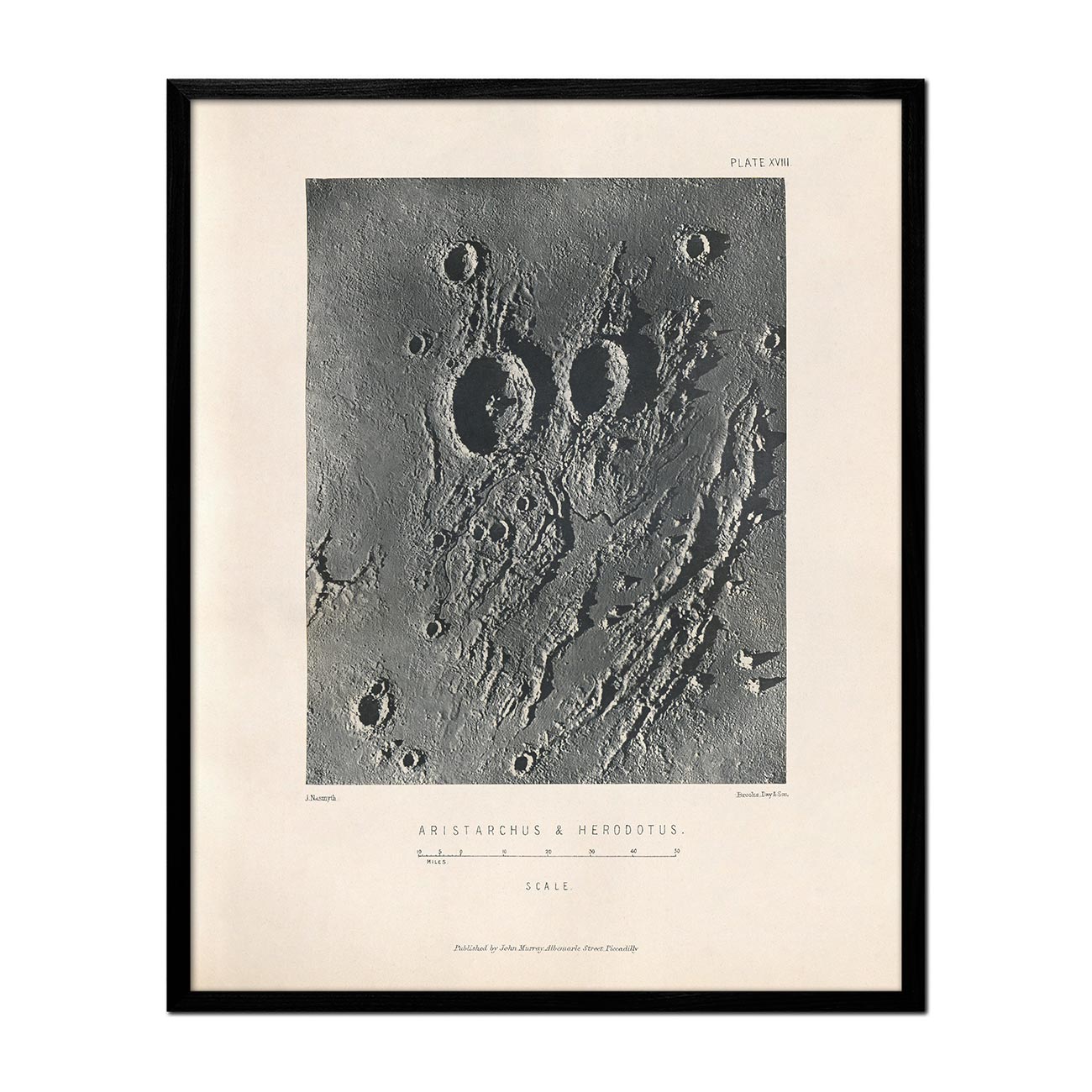 1874 Aristarchus and Herodotus Moon Craters Print - Muir Way - Astronomy