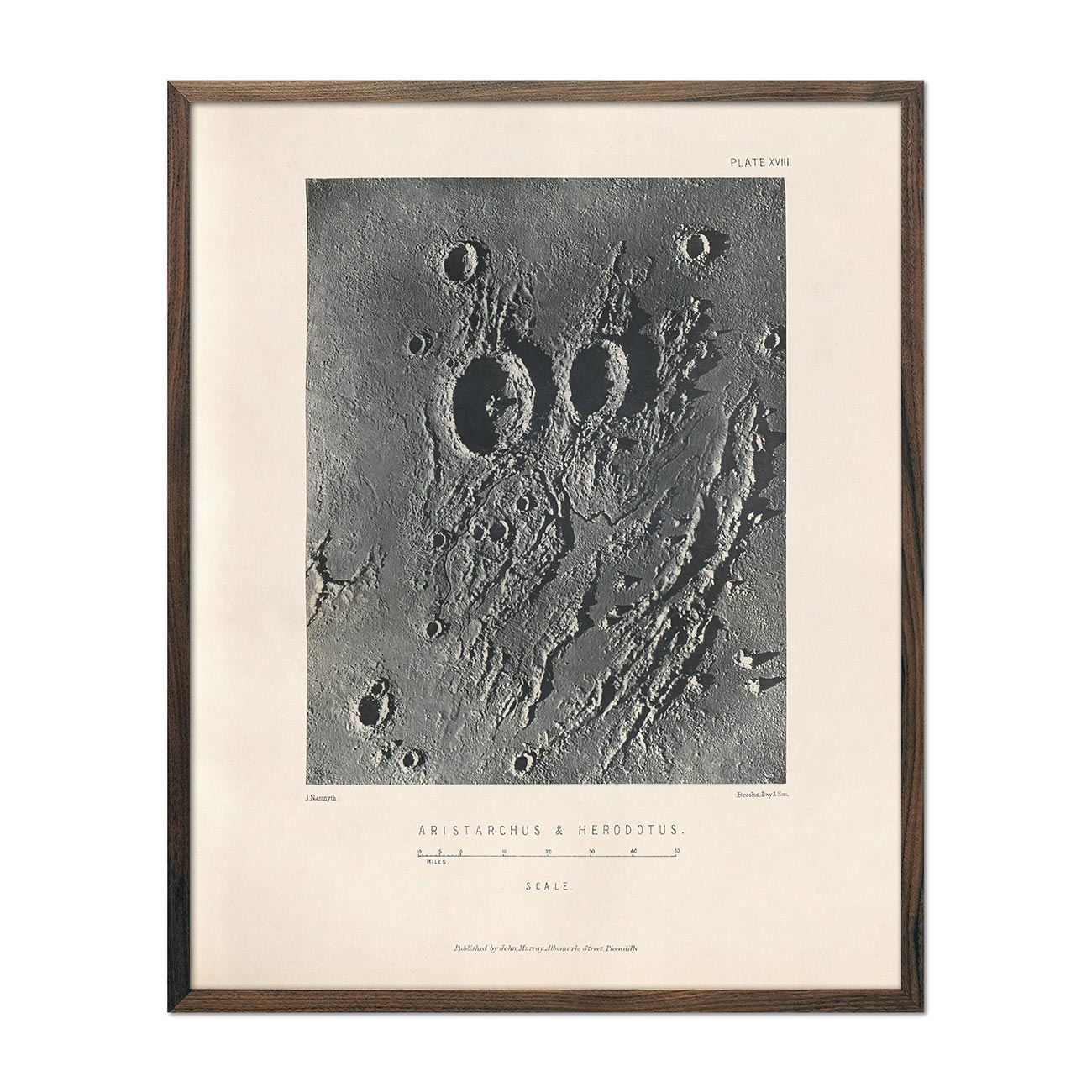 1874 Aristarchus and Herodotus Moon Craters Print - Muir Way - Astronomy