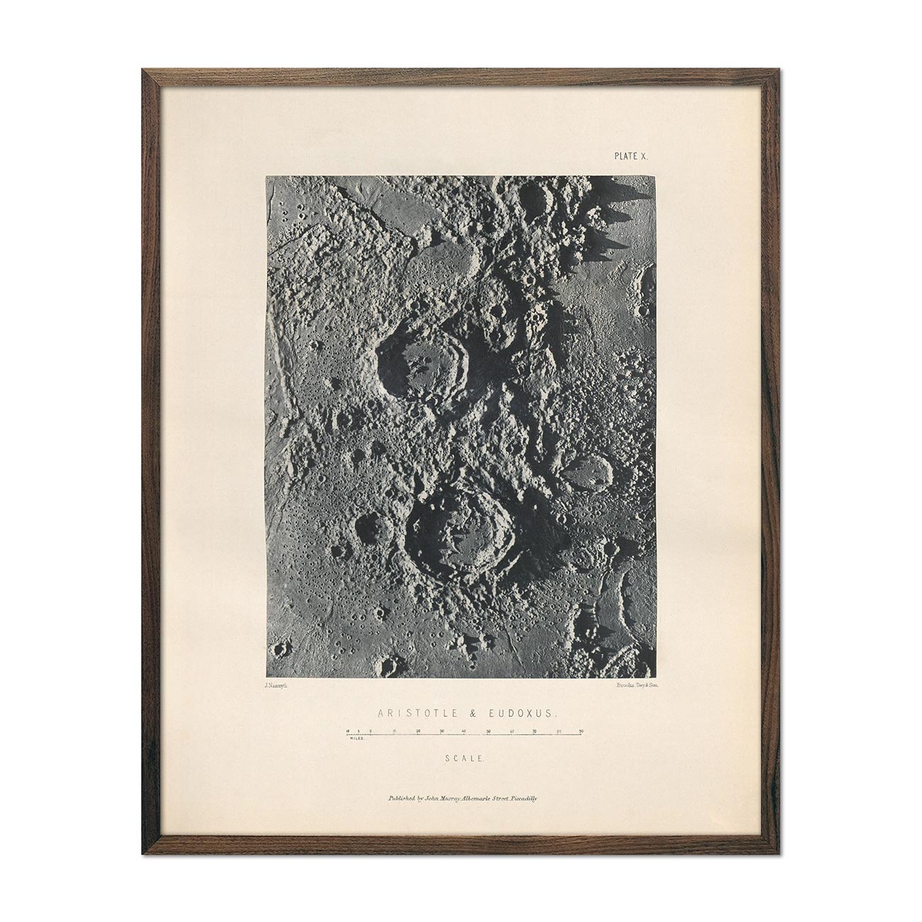 1874 Aristotle and Eudoxus Moon Craters Print - Muir Way - Astronomy