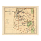 Arizona Territory 1876 Map - Muir Way - Vintage Map