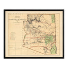 Arizona Territory 1876 Map - Muir Way - Vintage Map