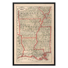 Arkansas, Louisiana and Mississippi 1883 Map - Muir Way - Vintage Map