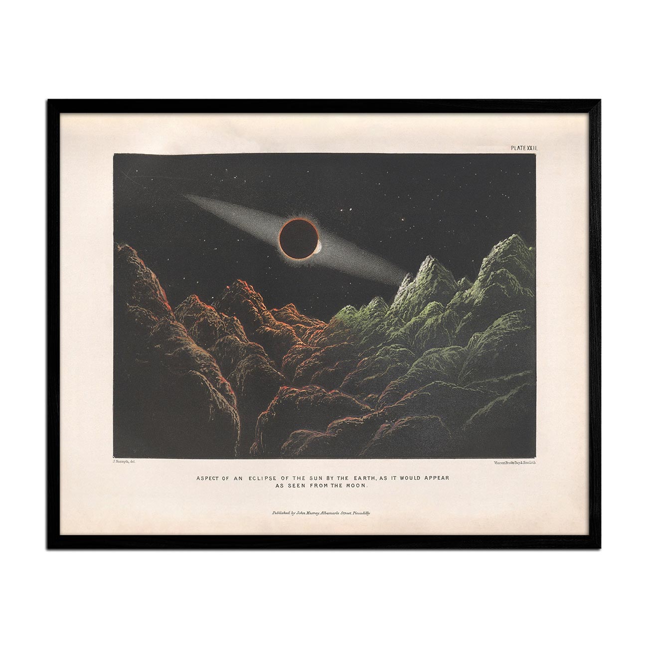 1874 Eclipse of the Sun by the Earth from the Moon Print - Muir Way - Astronomy